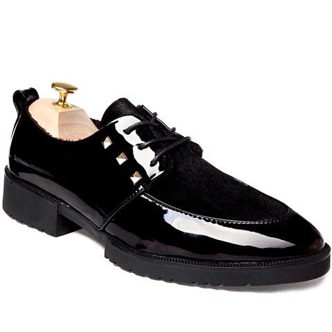 Tendance Chaussures formelles à lacets en cuir et brevet de conception pour les hommes - Noir 41