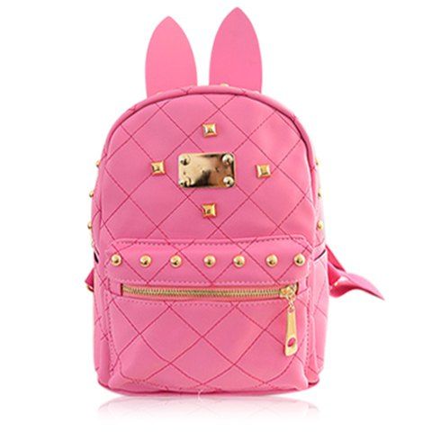 Trendy Rabbit Ears and Candy Color Design Women's Backpack - ROSE 