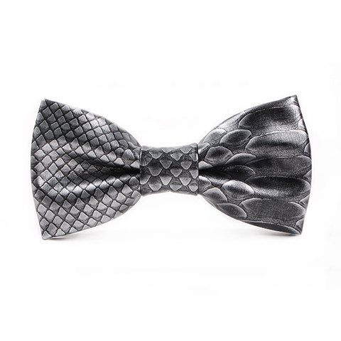 

Stylish 3D Fish Scale Pattern Men's PU Bow Tie, Black grey