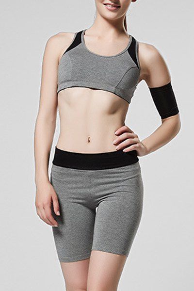 

Sweet Women's Scoop Neck Hollow Out Skinny Gym Outfits, Gray