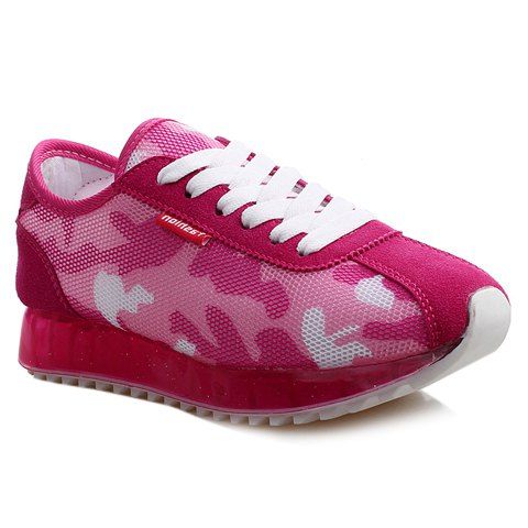 Casual Camouflage and Lace-Up Design Sneakers For Women - Rose 40