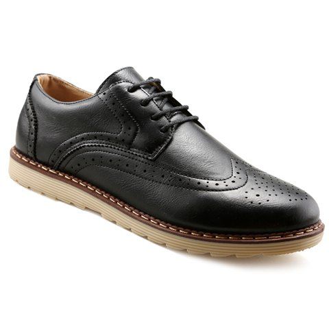 Trendy PU Leather and Engraving Design Formal Shoes For Men - Noir 42