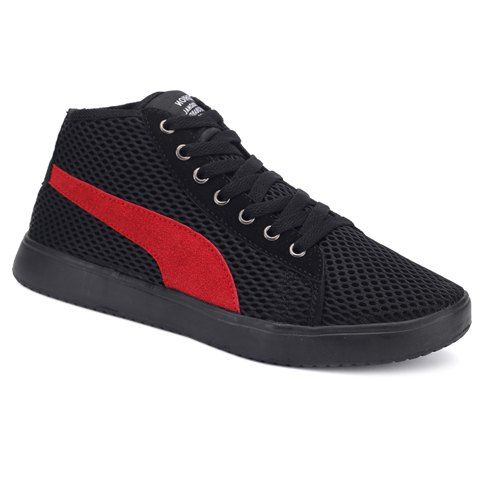 Casual Color Block and Lace-Up Design Sneakers For Men - Rouge et Noir 41