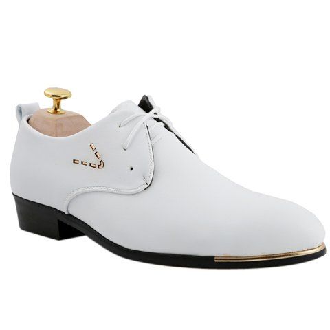Bout pointu et élégant Lace-Up Design Chaussures de soirée pour hommes - Blanc 39