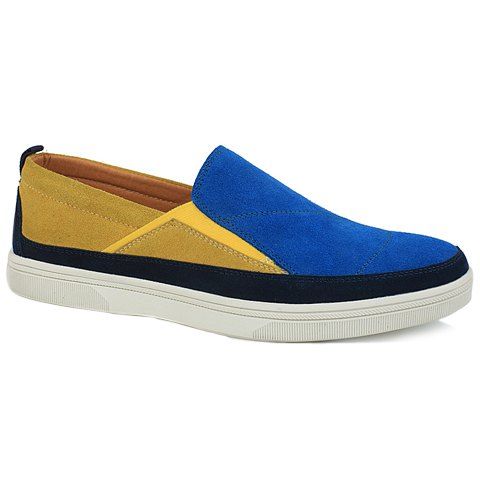 Mode Color Block et Suede Design Chaussures Casual pour les hommes - Bleu 42
