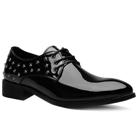 Mode Rivets et cuir verni Design Chaussures de soirée pour hommes - Noir 44