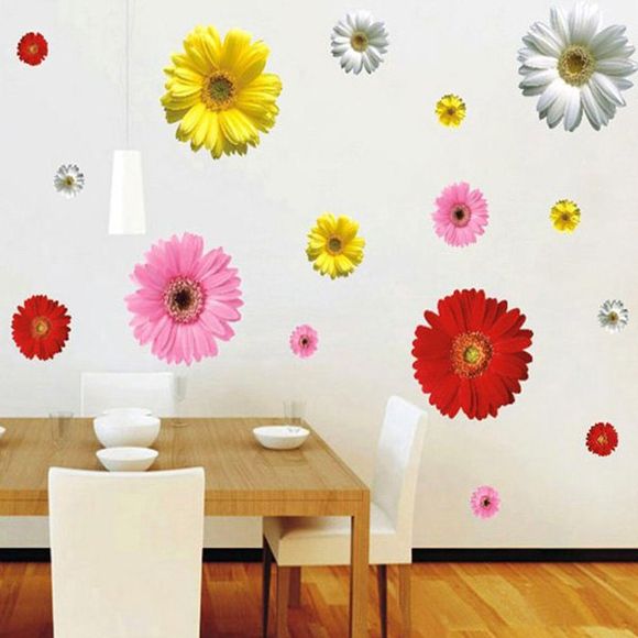 Élégant amovible Colorful Daisy Motif Chambre Décoration Stickers muraux - multicolore 