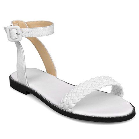 Casual Weaving and Buckle Strap Design Sandals For Women - Blanc 37