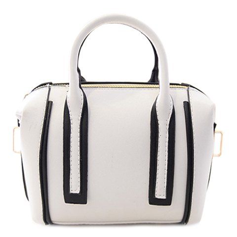 Trendy Colour Block and PU Leather Design Women's Tote Bag - Blanc 