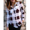 Chemise Boutonnée à Carreaux à Fente Latérale à Manches Longues - Rouge foncé 2XL