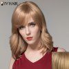 Fluffy Natural Wavy Graceful Medium Side Bang réel naturel perruque de cheveux pour les femmes - Brun d'Or avec Blonde 