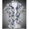 Flower Print Turn-down Collar Short Sleeves Men's Plus Size Shirt - multicolore M