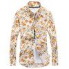 Casual Turn-down Collar Flower Print Long Sleeves Men's Slim Fit Shirt - Jaune XL