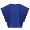 Mousseline de soie de style Jewel Neck Batwing Sleeve Ruffled T-Shirt - Bleu profond XL