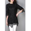 Stylish Lace Asymétrique manches 3/4 Jewel Neck vestimentaire pour les femmes - Noir XL