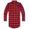 Trendy Turn-Down Collar Plaid Imprimer shirt Zipper embellies manches longues hommes - Rouge L