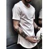 Trendy ample col rond long de couleur à manches courtes hommes T-shirt pur - Blanc S