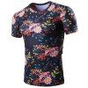 Fashion Short Sleeves Flower Print Men's Round Neck T-Shirt - multicolore XL