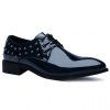 Mode Rivets et cuir verni Design Chaussures de soirée pour hommes - Bleu profond 42