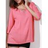 Stylish Scoop Collar 3/4 Sleeve Loose-Fitting Cold Shoulder Women's Blouse - Pastèque Rouge S