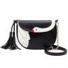 Fashionable Tassels and Swan Pattern Design Women's Crossbody Bag - Noir 