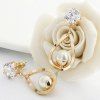 Pair of Gorgeous Rhinestone Faux Pearl Water Drop Earrings For Women - d'or 