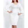 Robe Moulante en Couleur Unie à Manches 3/4 Grande Taille - Blanc L