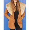 Fashionable Long Sleeve Hooded Zippered Spliced Women's Coat - Brun S