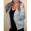 Casual Style Long Sleeve Hooded Leopard Print Women's Zip Up Hoodie - Gris S