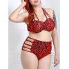Plus Size Halter Leopard femmes d  'Bikini - Rouge XL