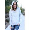 Stylish Long Sleeve Hooded Solid Color Lace-Up Women's Pullover Hoodie - LIGHT GRAY XL