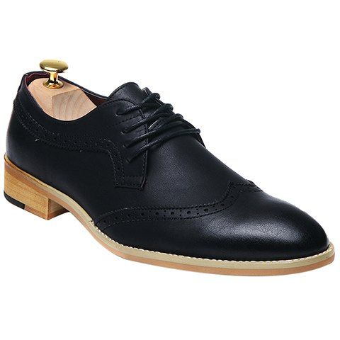 Fashion Lace-Up and Engraving Design Formal Shoes For Men - Noir 43