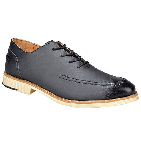 Vintage Cuir Design Chaussures formelles à lacets et PU pour les hommes - Noir 43