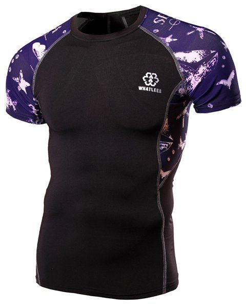 Cyclisme Slim Fit Color Block Pullover T-shirt pour les hommes - multicolore XL