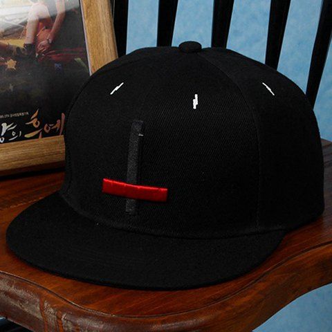 Stylish Black and Red Cross Shape Embroidery Decorated Men's Baseball Cap - Noir 