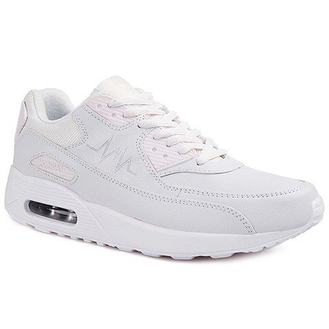 

Simple PU Leather and Lace-Up Design Sneakers For Women, White