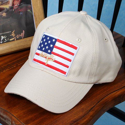 Stylish American Flag and Letters Embroidery Men's Baseball Cap - Blanc Cassé 