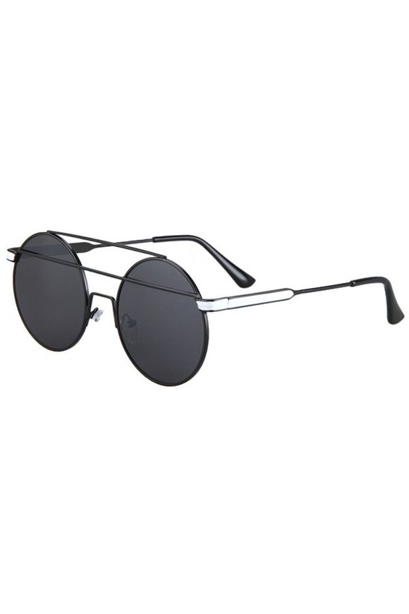 Chic Métal Black Bar Round Sunglasses Frame pour les femmes - Noir 
