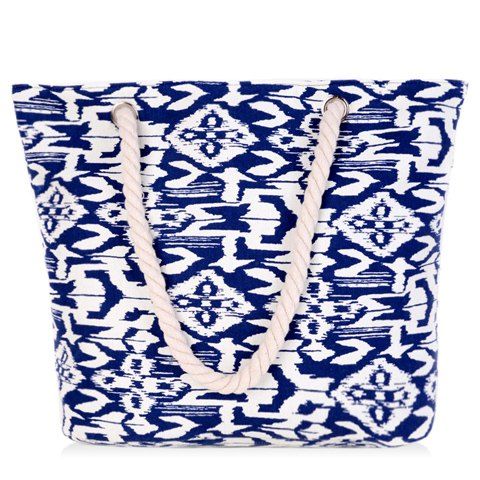 Trendy Color Block et Sac à bandoulière de motif géométrique Design Femmes - Bleu et Blanc 