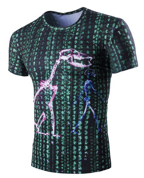 Dinosaur Minceur Impression Pullover T-shirt pour les hommes - multicolore XL