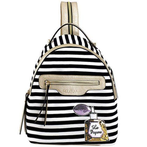Casual Cotton Fabric and Striped Design Backpack For Women - Blanc et Noir 