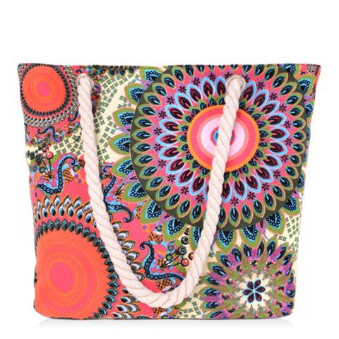 Simple Multicolor and Floral Print Design Women's Shoulder Bag - COLORMIX 