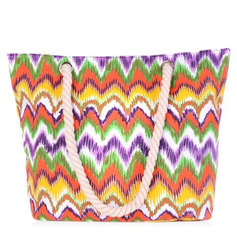 Concise Canvas and Multicolor Design Women's Shoulder Bag - multicolore 