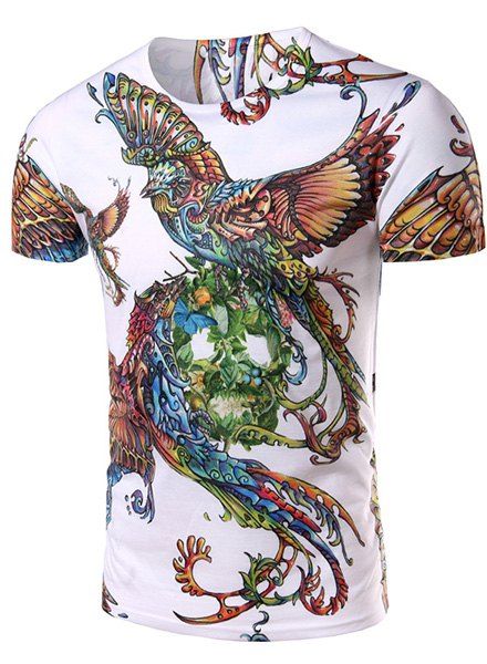 Slimming Phoenix Printing Pullover T-Shirt For Men - multicolore L