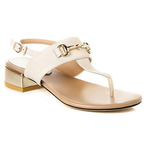 Trendy tongs et Chunky talon design sandales pour femmes - Blanc Cassé 35