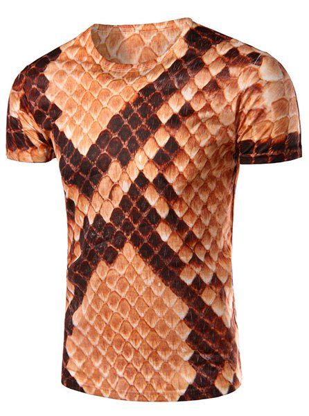 T-shirt col rond 3D Snakeskin imprimé à manches courtes hommes - multicolore L