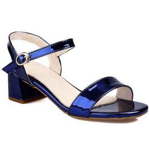 Élégant Couleur Solide et talon Chunky Les Sandales de design femme - Bleu 39