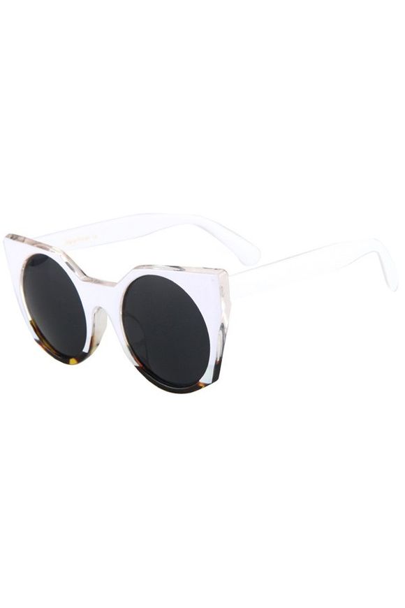 Lentilles Fashion Round Blanc match Cat Eye Sunglasses pour les femmes - Noir 