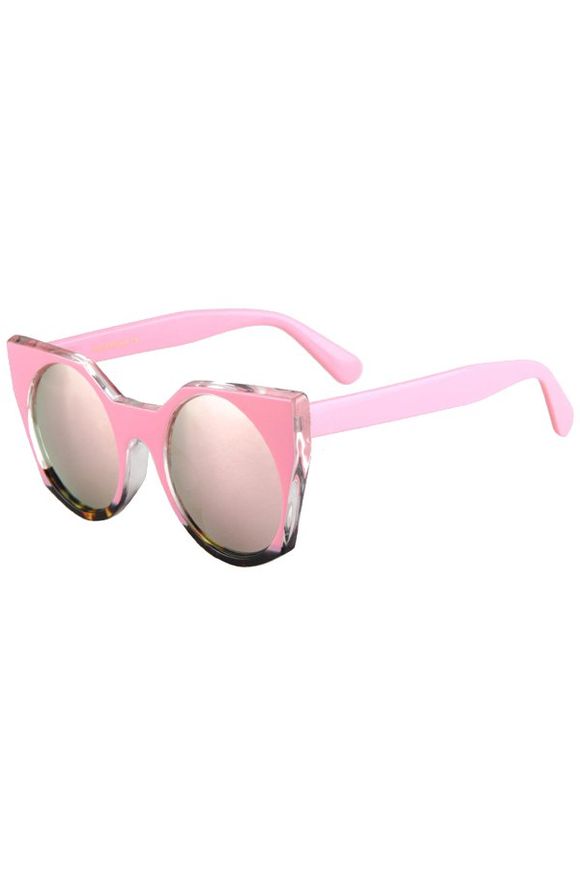 Lentilles Fashion Round Color Block Cat Eye Sunglasses pour les femmes - Rose 