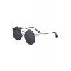 Chic Métal Black Bar Round Sunglasses Frame pour les femmes - Noir 